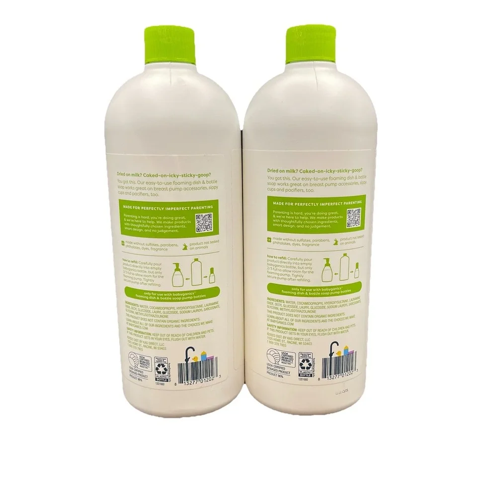 Babyganics Foaming Dish &‎ Bottle Soap , Fragrance Free, 32oz, 2 Pack, Sealed